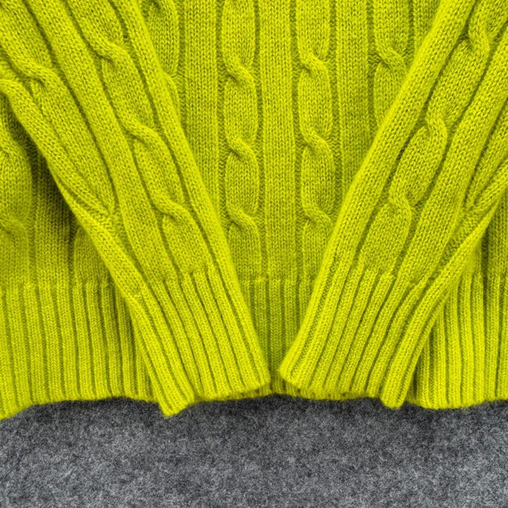 Vineyard Vines Women Cable Knit Sweater Size XS Bright Lime‎ Wool Cashmere Blend - Picture 5 of 7